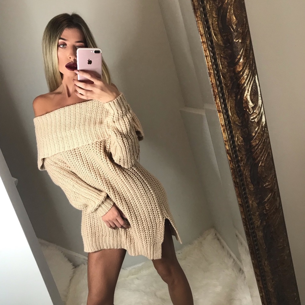 knitted off the shoulder sweater dress never worn